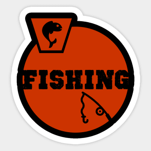 Fishing Birthday Gift Shirt. Includes a Fish and a Fishing Rod. Sticker